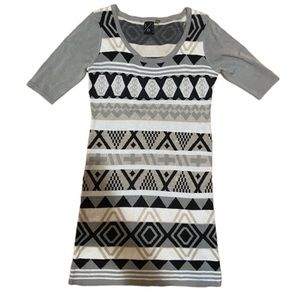 NWT Aztec Print Gray Sweater Mini Dress